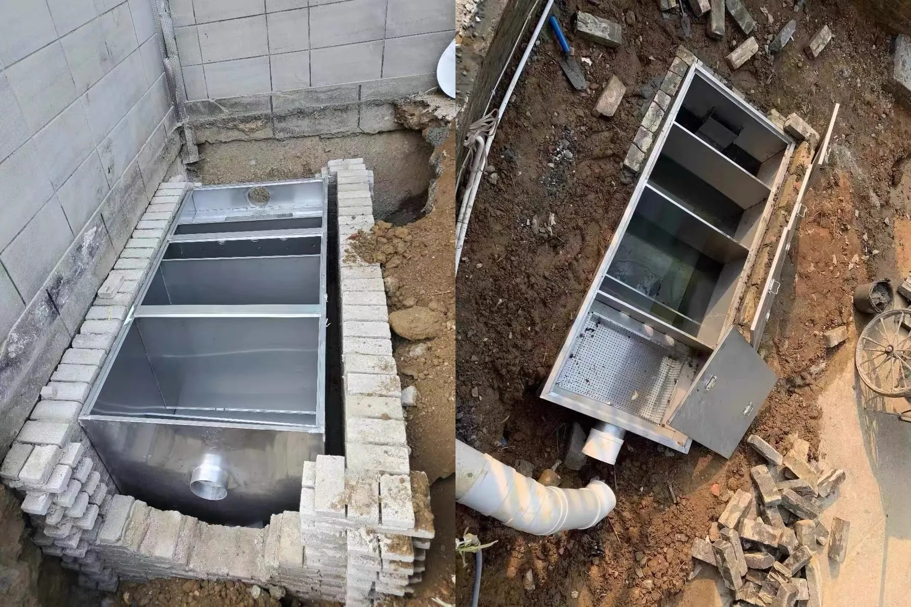 gravity-type underground grease interceptor system